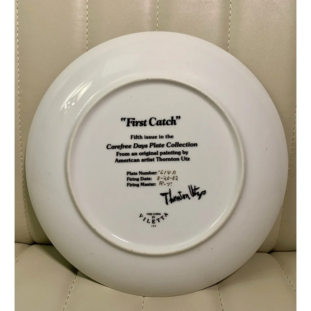 Viletta First Catch Thornton Utz‎ Carefree Days Collector Plate 1982 1614A 8.5